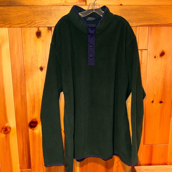 NEW Polo Ralph Lauren Green Fleece Snap Pullover Jacket 4XLT 4XL Big & Tall NWT - Picture 3 of 10